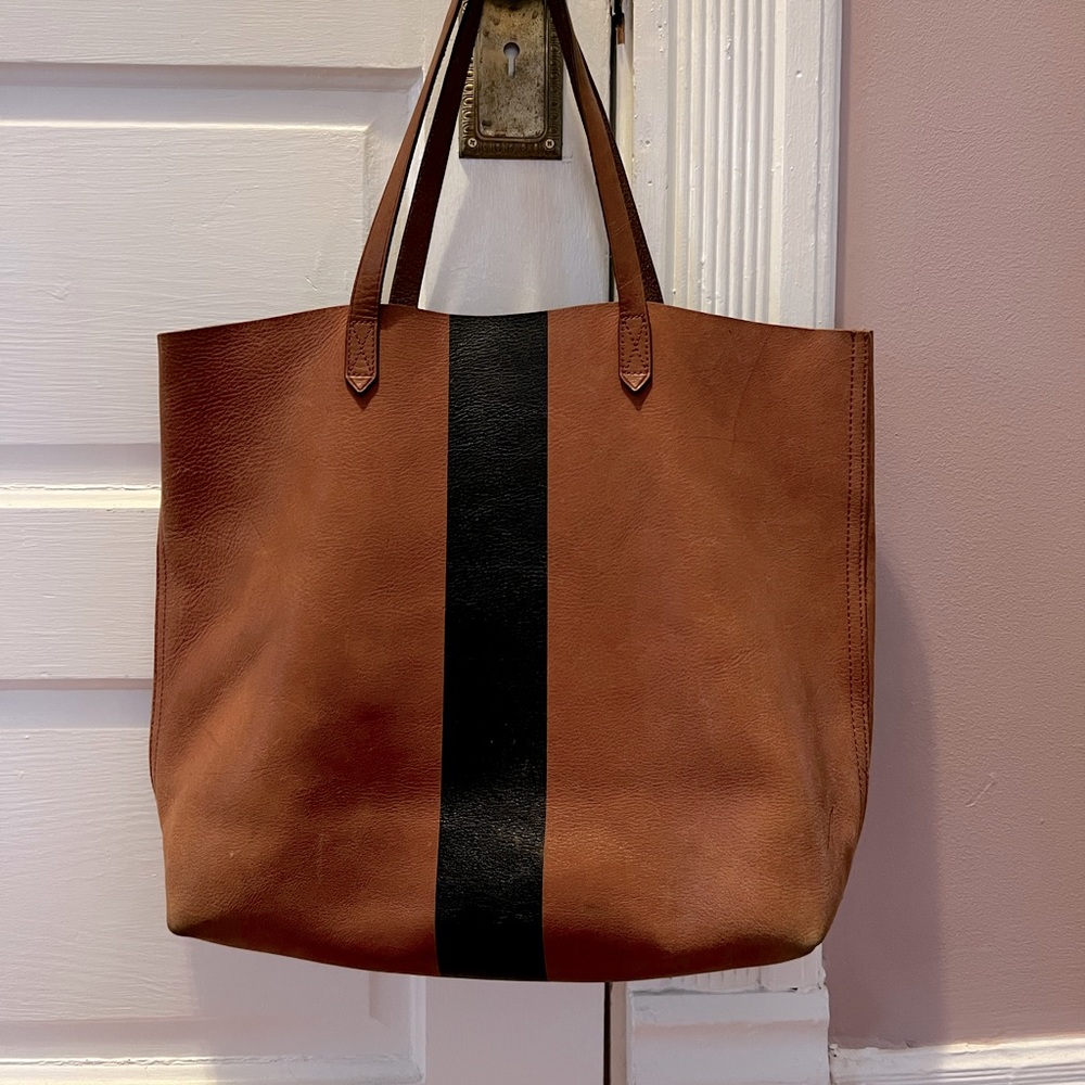 Madewell The Paintstripe Transport tote size large
